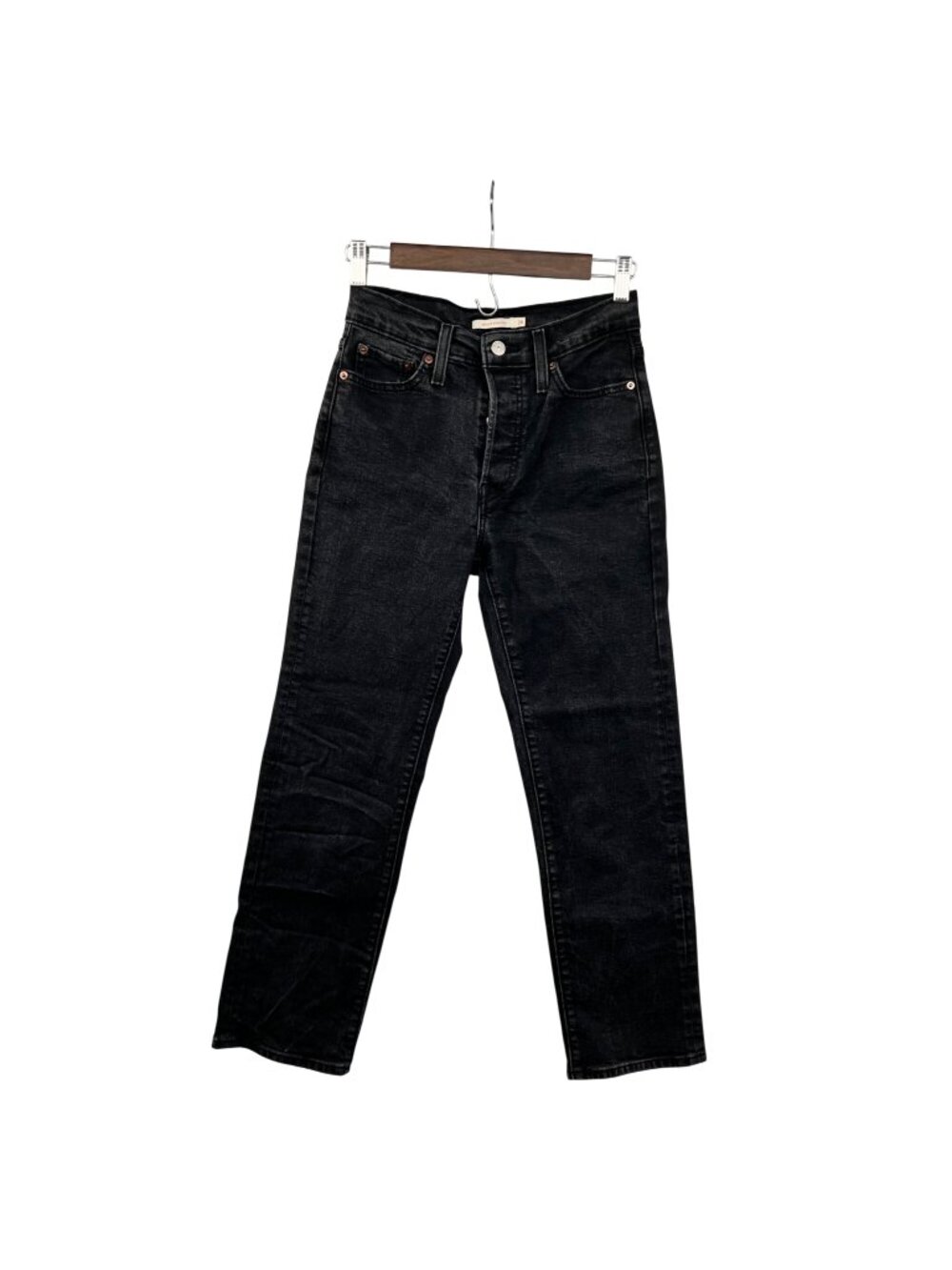Levi Strauss Womens Wedge Straight Jeans Buttonfly Mid Rise Black Size 26 Waist